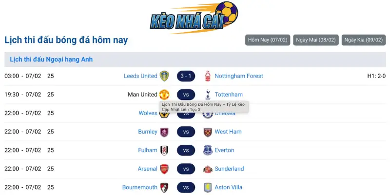 Lich thi dau bong da